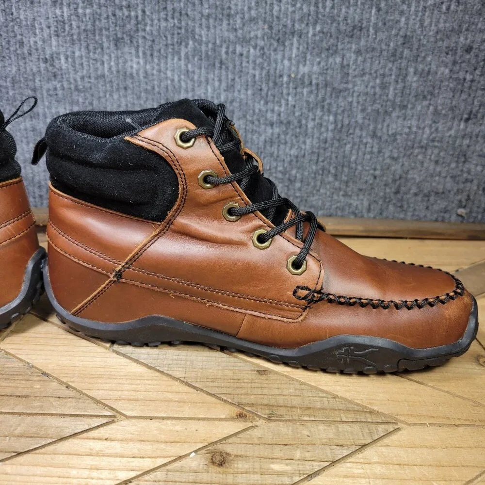 KURU Quest Men's 8.5‎ Brown Leather Ankle Lace Up Camp Hiking Boots Trail Moc